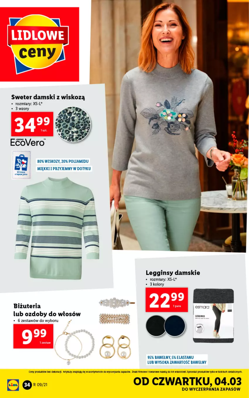 Gazetka promocyjna Lidl - GAZETKA - ważna 01.03 do 06.03.2021 - strona 34 - produkty: Bizuteria, Fa, Gin, Legginsy, Sok, Sos, Sweter