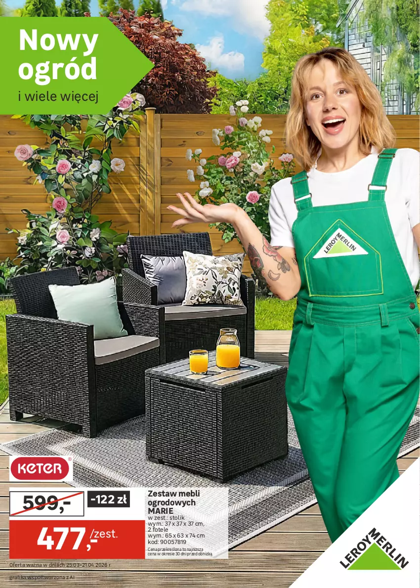 Gazetka promocyjna Leroy Merlin - Gazetka Leroy Merlin - ważna 25.03 do 21.04.2026 - strona 1 - produkty: Fotel, Gra, Grafika, Ogród, Stolik