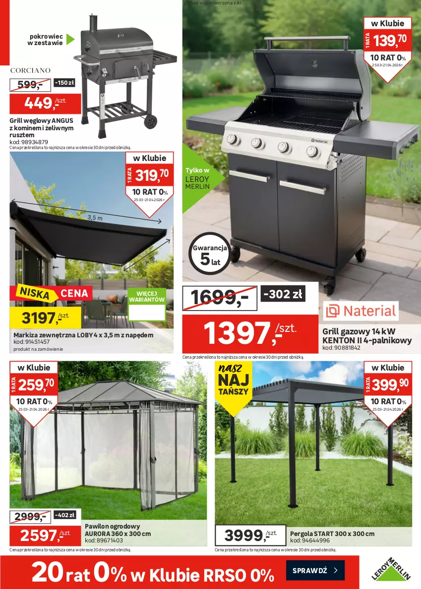 Gazetka promocyjna Leroy Merlin - Gazetka Leroy Merlin - ważna 25.03 do 21.04.2026 - strona 3 - produkty: Fa, Fotel, Gra, Grafika, Grill, Grill gazowy, Krzesło, Krzesło ogrodowe, Markiza, Meble, Narożnik, Parasol, Pokrowiec, Puf, Sofa, Stół, Stolik