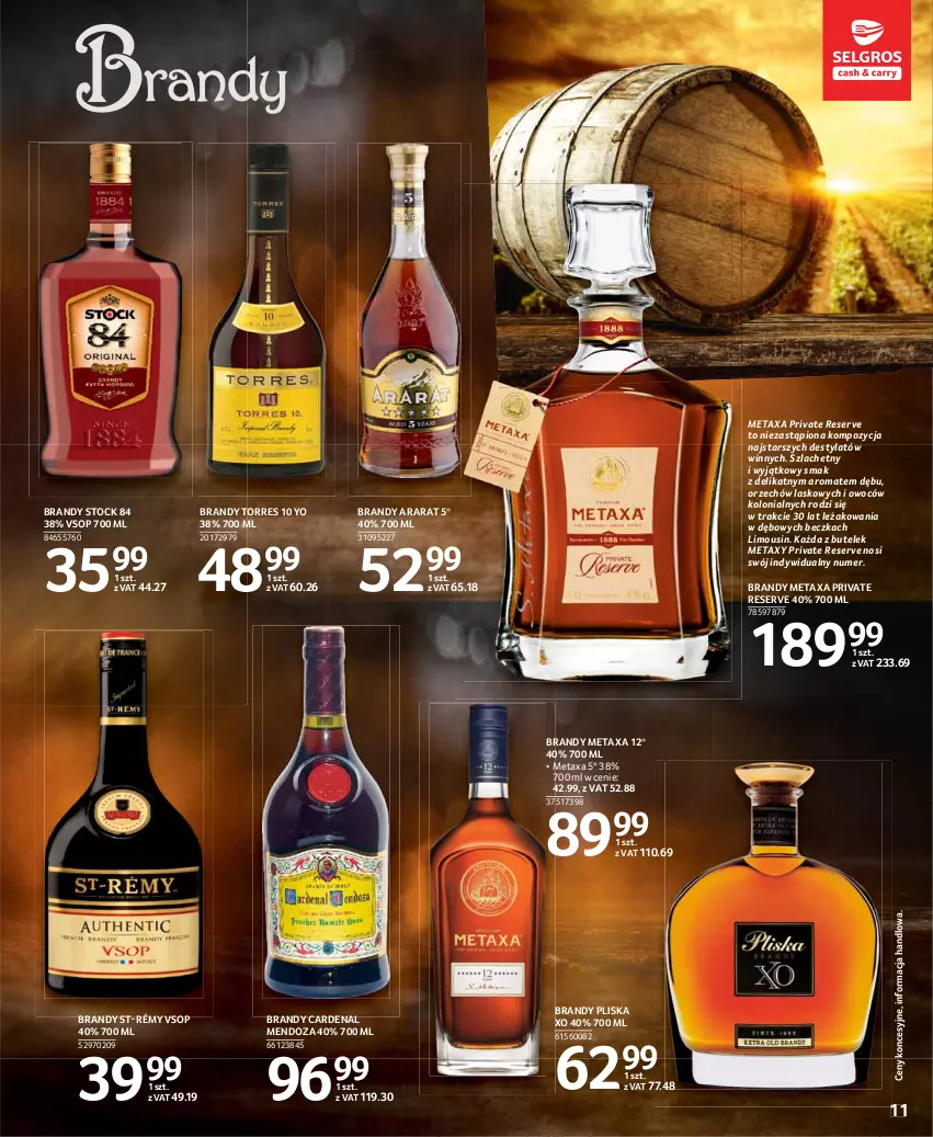 Gazetka promocyjna Selgros - Katalog Alkohole - ważna 25.03 do 05.04.2021 - strona 11 - produkty: Brandy, Metaxa, Pliska, Ser, Stock