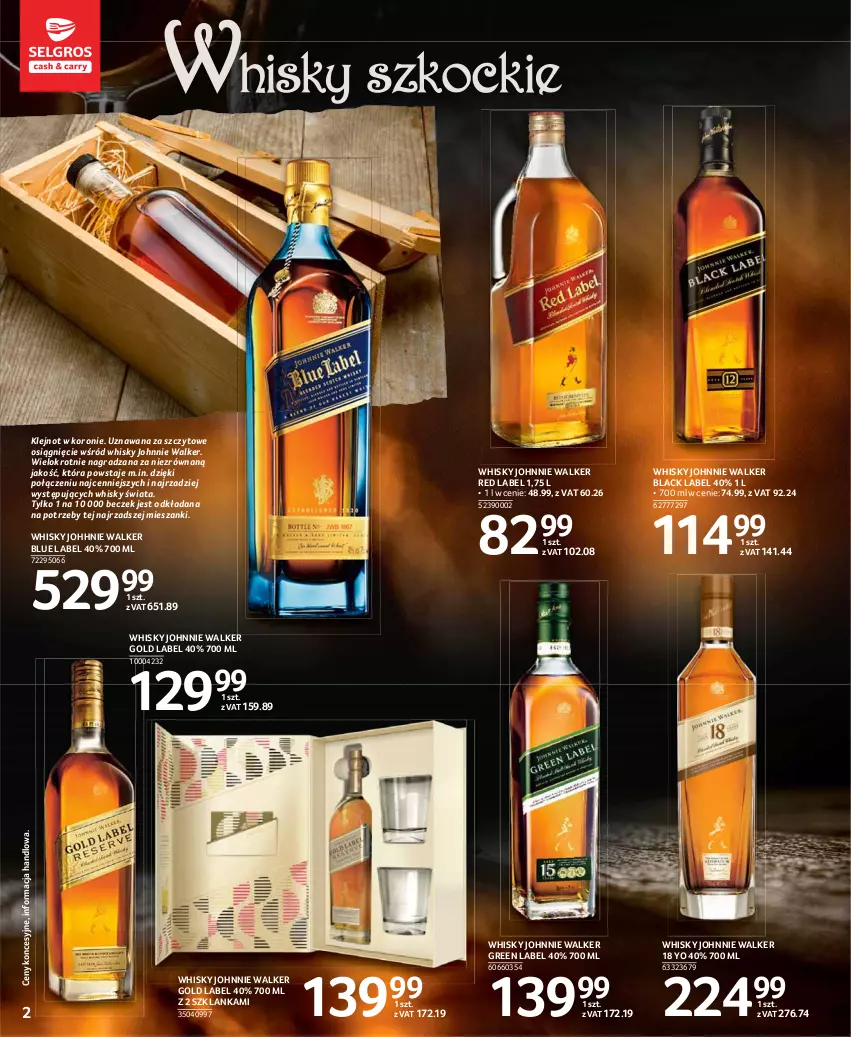 Gazetka promocyjna Selgros - Katalog Alkohole - ważna 25.03 do 05.04.2021 - strona 2 - produkty: Gra, Johnnie Walker, Klej, Koc, Lack, Szklanka, Whisky