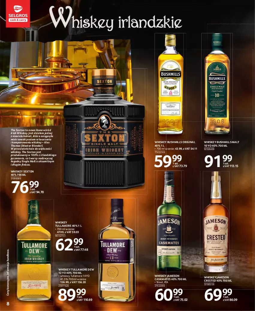 Gazetka promocyjna Selgros - Katalog Alkohole - ważna 25.03 do 05.04.2021 - strona 8 - produkty: Aksam, Blender, Bushmills, Gin, Jameson, Tullamore Dew, Whiskey