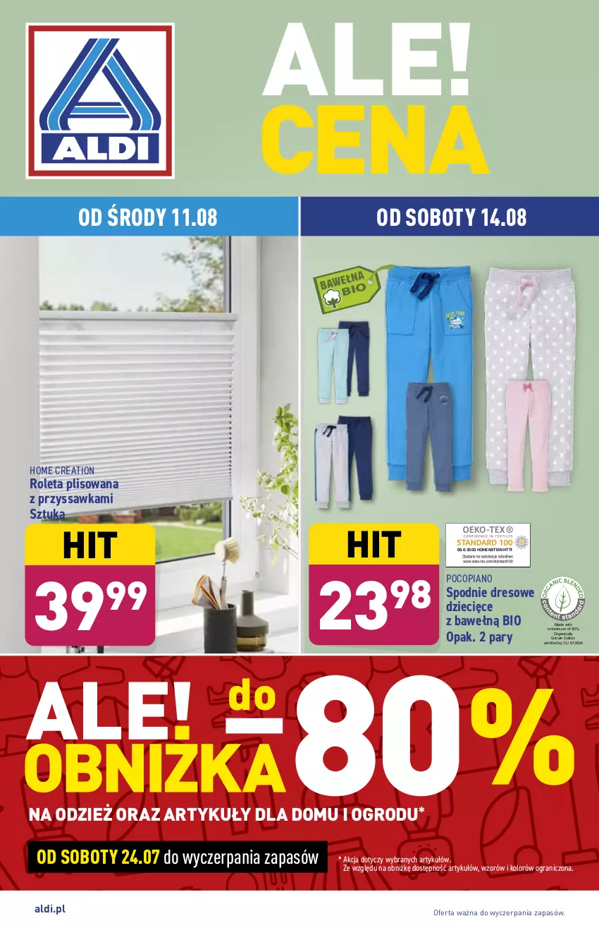 Gazetka promocyjna Aldi - ważna 11.08 do 14.08.2021 - strona 1 - produkty: Dres, Dzieci, Gra, Pocopiano, Roleta, Spodnie, Spodnie dresowe