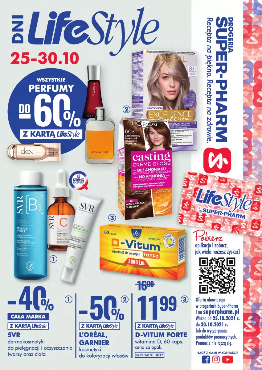 Gazetka promocyjna Super Pharm - Gazetka - ważna 25.10 do 30.10.2021 - strona 1 - produkty: D-Vitum, Garnier, Kosmetyki do pielęgnacji, Makaron, Perfum, Suplement diety, SVR