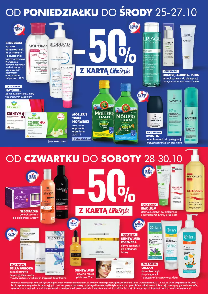 Gazetka promocyjna Super Pharm - Gazetka - ważna 25.10 do 30.10.2021 - strona 4 - produkty: Atoderm, Bell, Bella, Bioderma, Body, Czosnek, Emolium, Emulsja, Emulsja do mycia, Fa, Kosmetyki do pielęgnacji, Naturell, Oillan, Olej, Por, Pur, Seboradin, Suplement diety, Tran