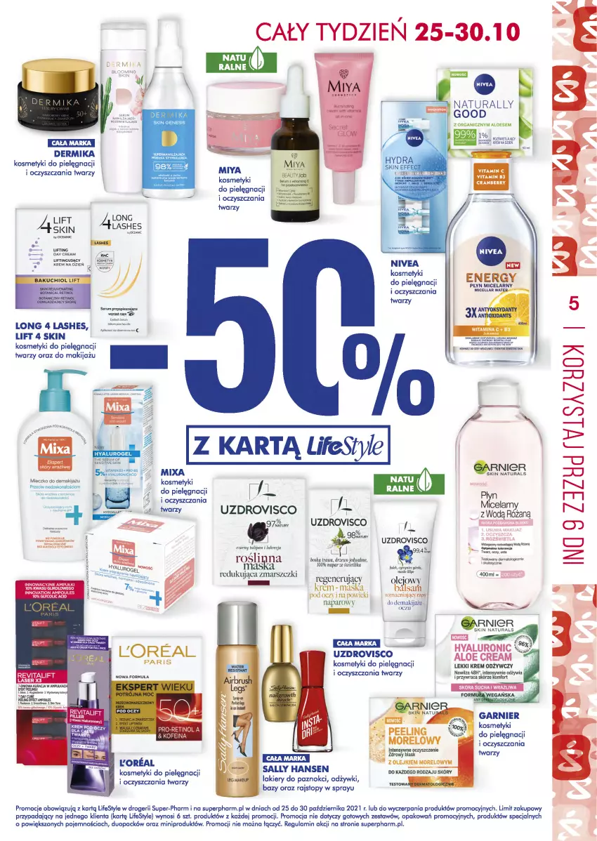 Gazetka promocyjna Super Pharm - Gazetka - ważna 25.10 do 30.10.2021 - strona 5 - produkty: Dell, Dermika, Garnier, Kosmetyki do pielęgnacji, Krem odżywczy, Lakier, Long 4 Lashes, Makijaż, Mars, Maska, Mleczko, Olej, Peeling, Rajstopy, Rum, Sally Hansen, Ser, Serum, Top