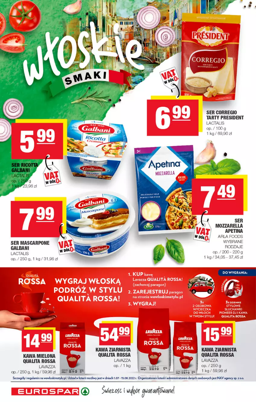 Gazetka promocyjna Spar - EuroSpar - ważna 05.07 do 15.07.2022 - strona 6 - produkty: Galbani, Kawa, Kawa mielona, Kawa ziarnista, Lavazza, LG, Mascarpone, Mozzarella, Ser