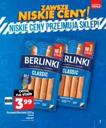 Gazetka promocyjna Topaz - Gazetka - Gazetka - ważna od 31.08 do 31.08.2026 - strona 7 - produkty: Parówki, Berlinki