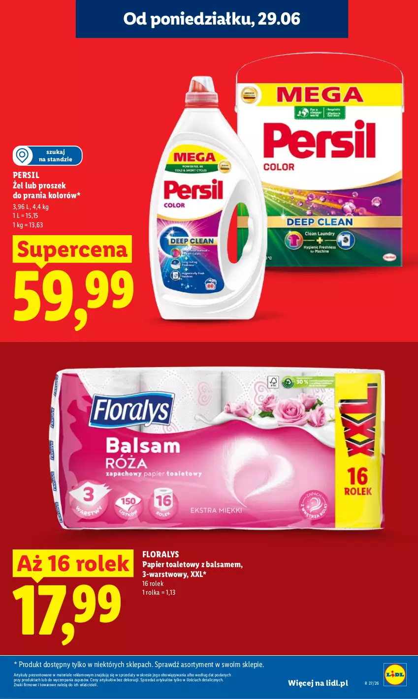 Gazetka promocyjna Lidl - Gazetka ważna od 29.06 do 1.07 - ważna 29.06 do 01.07.2026 - strona 15 - produkty: Flora, Papier, Papier toaletowy, Persil, Proszek do prania