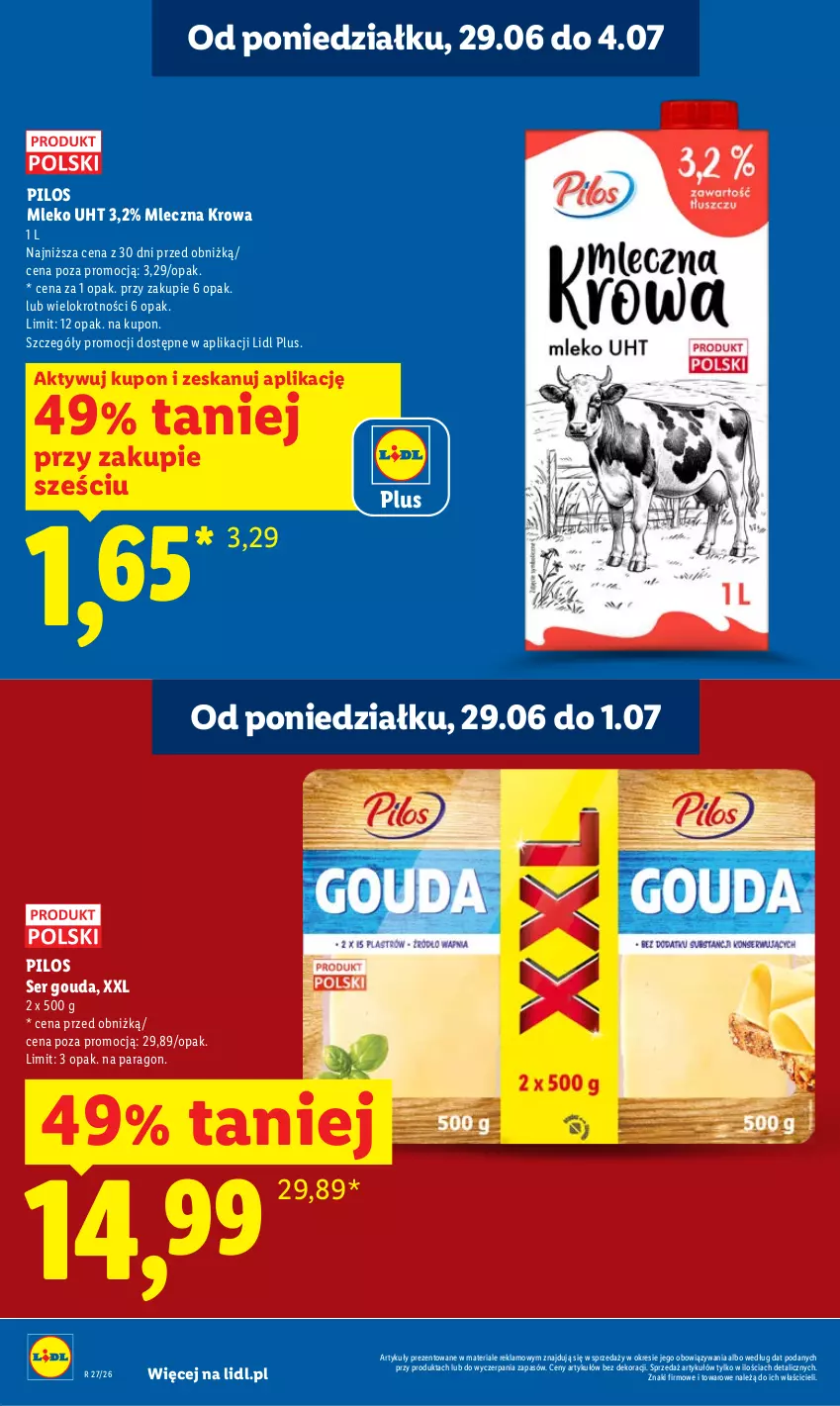 Gazetka promocyjna Lidl - Gazetka ważna od 29.06 do 1.07 - ważna 29.06 do 01.07.2026 - strona 4 - produkty: Gouda, Mleko, Pilos, Ser