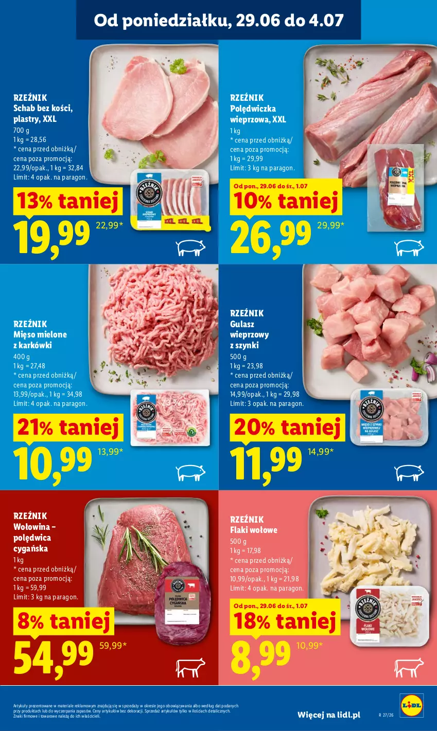 Gazetka promocyjna Lidl - Gazetka ważna od 29.06 do 1.07 - ważna 29.06 do 01.07.2026 - strona 41 - produkty: Flaki, Flaki wołowe, Mięso, Mięso mielone, Polędwica, Polędwiczka wieprzowa, Schab bez kości, Wołowina