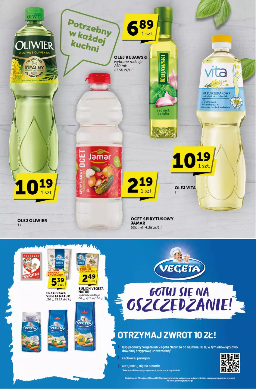 Gazetka promocyjna Groszek - ważna 29.06 do 11.07.2023 - strona 16 - produkty: Bulion, Kujawski, Lion, Ocet, Olej, Olej rzepakowy, Sałat, Vegeta, Vegeta Natur