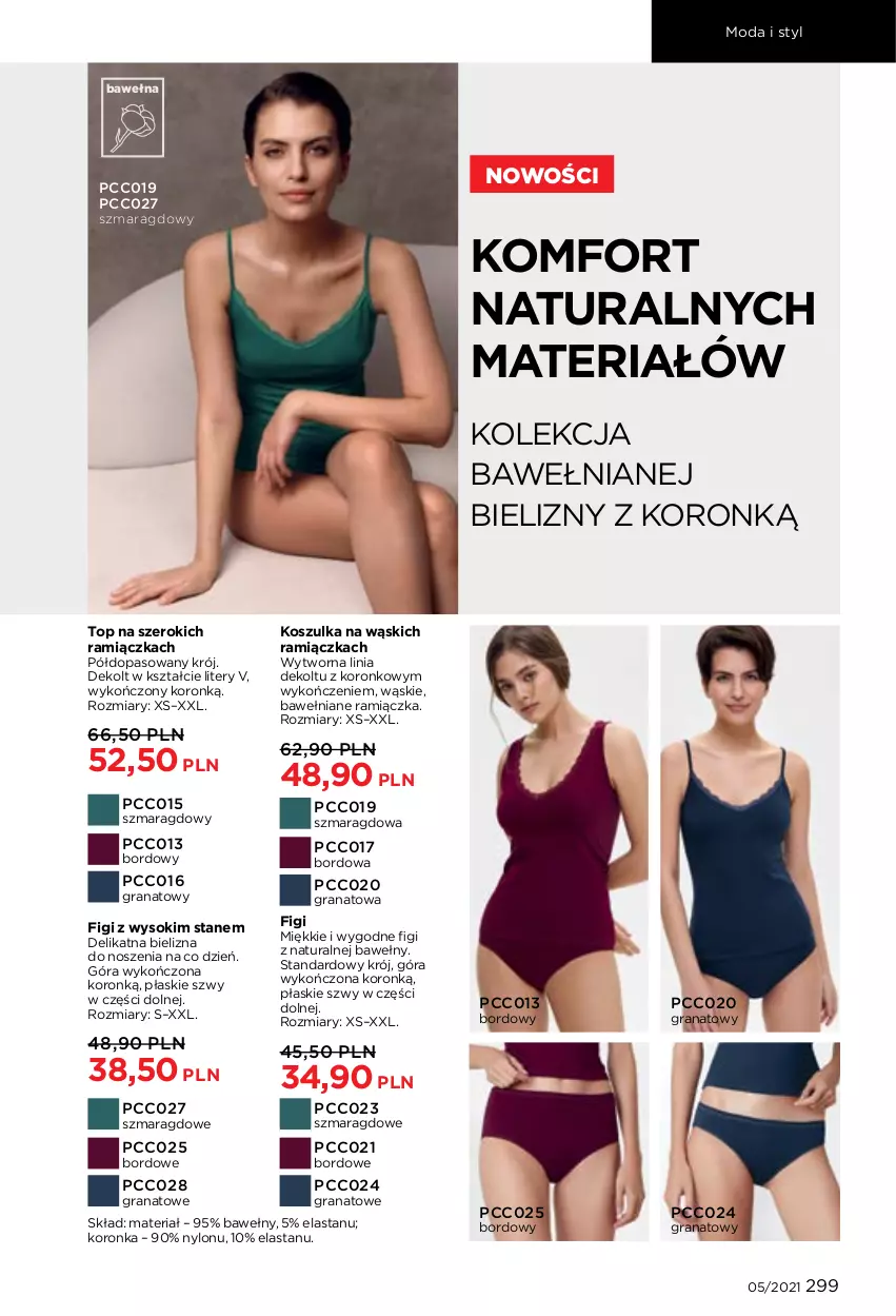 Gazetka promocyjna Faberlic - Gazetka - ważna 29.03 do 11.04.2021 - strona 299 - produkty: Bielizna, Figi, Gra, Granat, Kosz, Koszulka, Moda, Sok, Top, Wełna