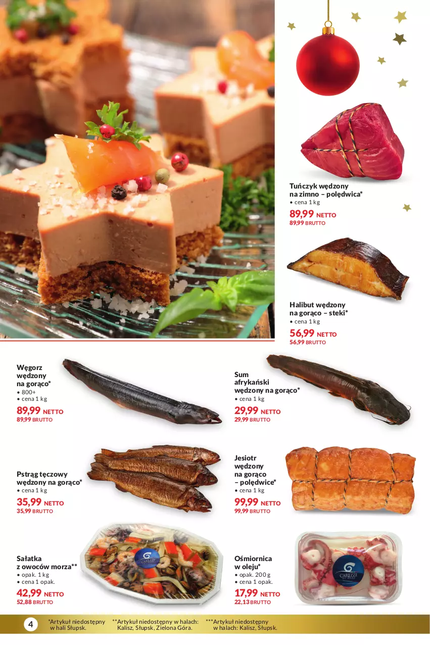 Gazetka promocyjna Makro - Katalog Delikatesy - ważna 28.11 do 24.12.2023 - strona 4 - produkty: Halibut, Olej, Polędwica, Pstrąg, Pstrąg tęczowy, Sałat, Sałatka, Stek, Tuńczyk