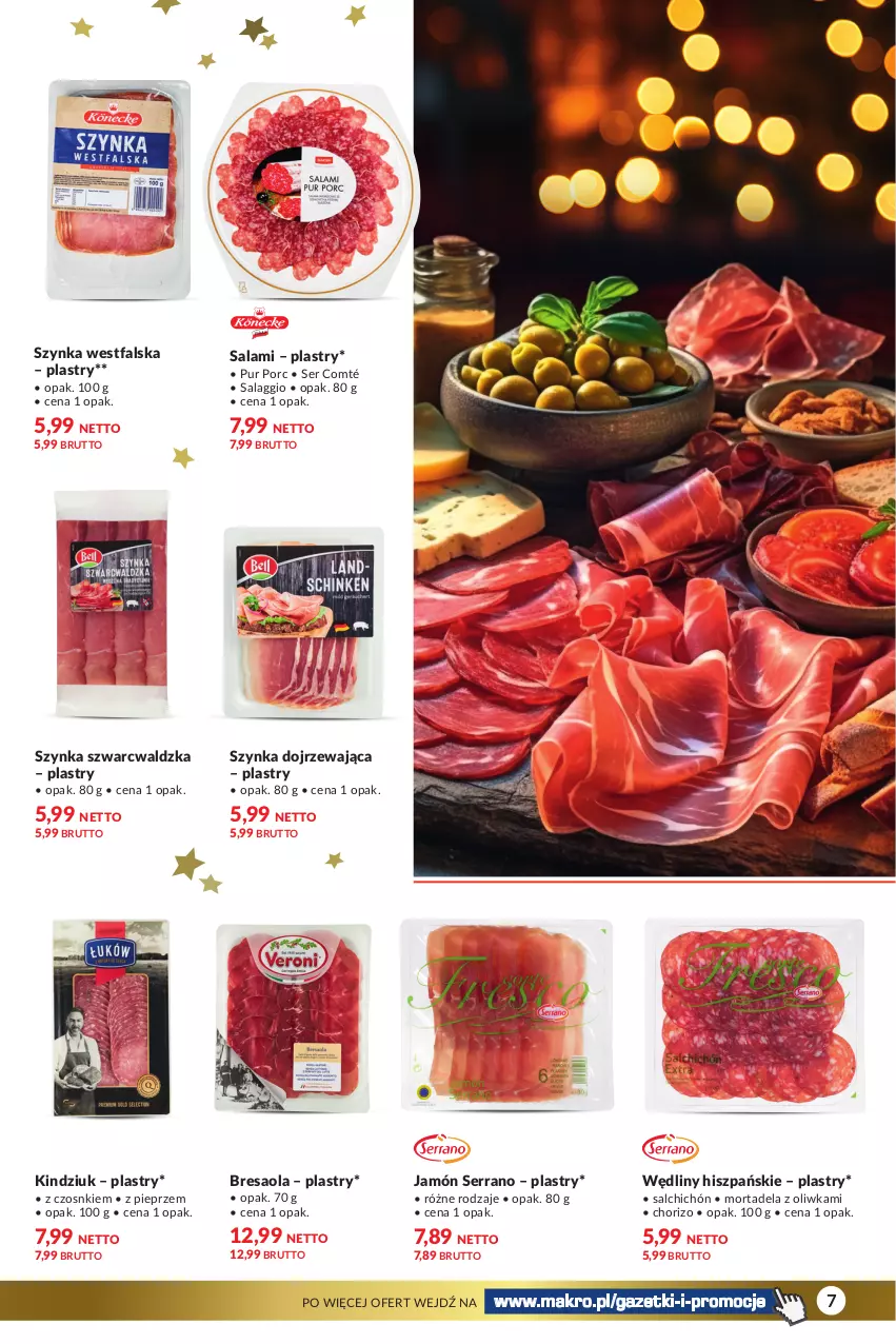 Gazetka promocyjna Makro - Katalog Delikatesy - ważna 28.11 do 24.12.2023 - strona 7 - produkty: Bresaola, Fa, Jamón serrano, Kindziuk, Pieprz, Por, Pur, Salami, Ser, Szynka