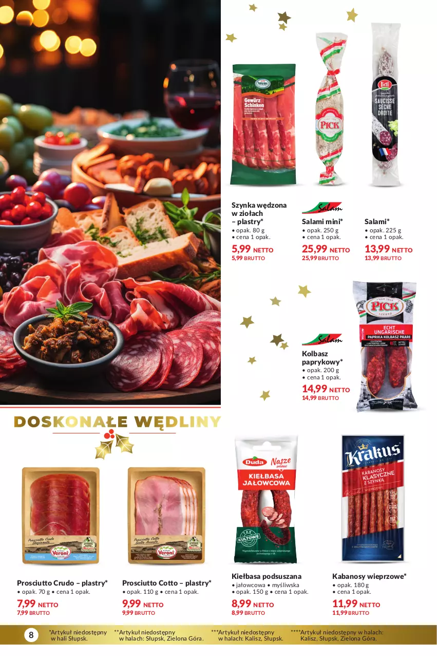 Gazetka promocyjna Makro - Katalog Delikatesy - ważna 28.11 do 24.12.2023 - strona 8 - produkty: Kabanos, Kiełbasa, Prosciutto, Salami, Szynka