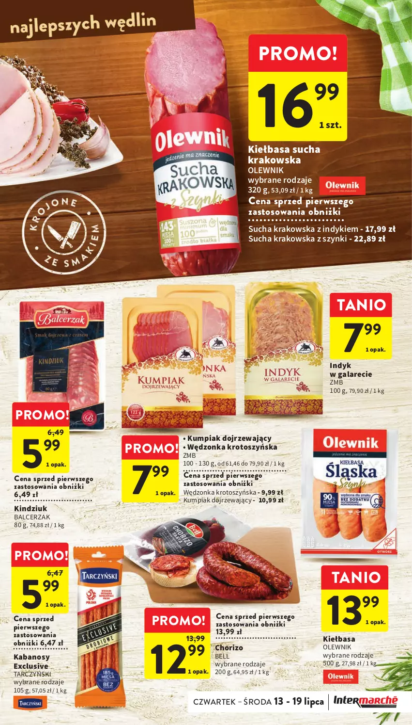 Gazetka promocyjna Intermarche - Gazetka Intermarche - ważna 13.07 do 19.07.2023 - strona 15 - produkty: Bell, Gala, Kabanos, Kiełbasa, Kindziuk, Olewnik, Tarczyński