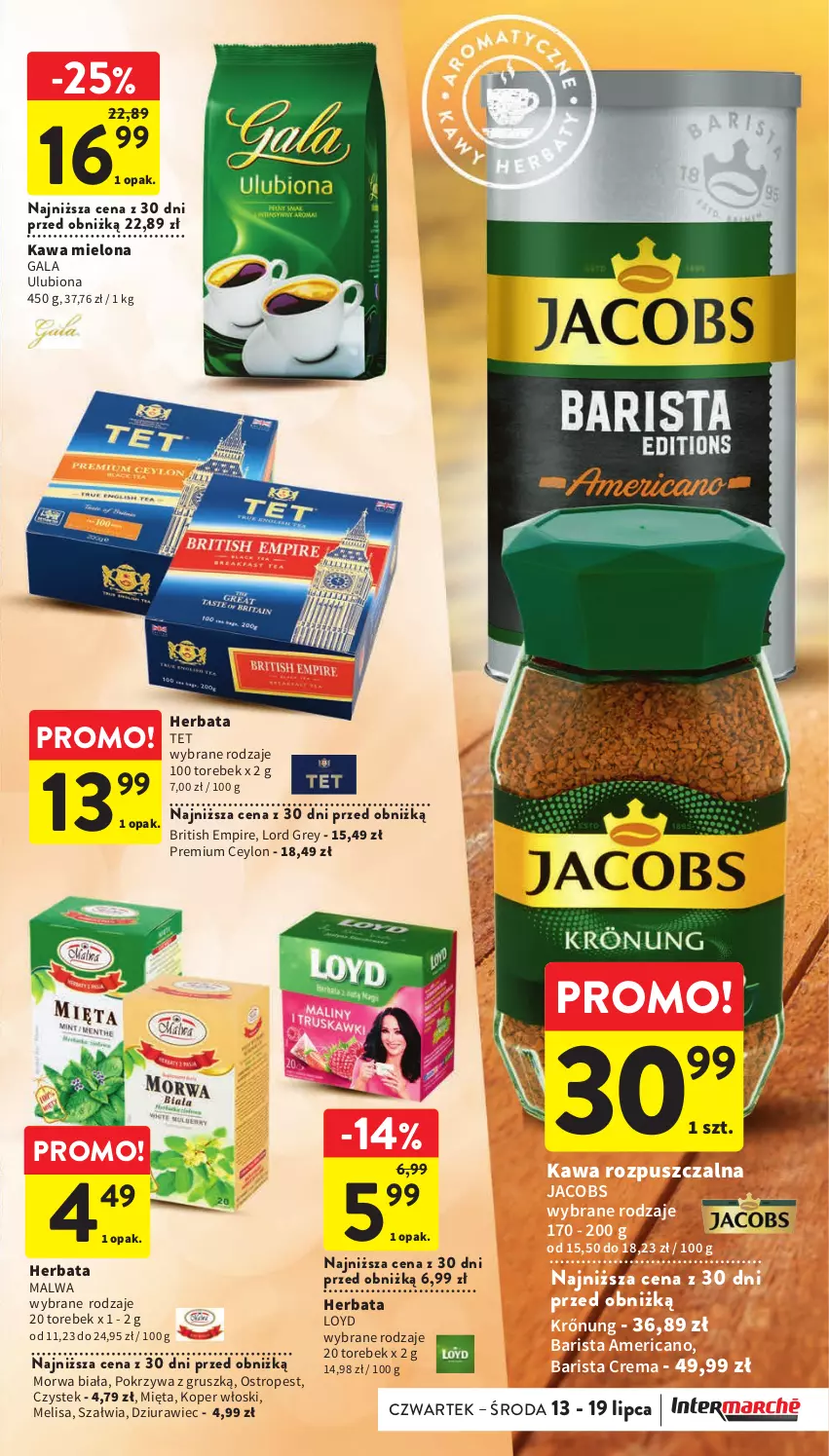 Gazetka promocyjna Intermarche - Gazetka Intermarche - ważna 13.07 do 19.07.2023 - strona 23 - produkty: Brit, Gala, Herbata, Jacobs, Kawa, Kawa mielona, Kawa rozpuszczalna, Koper włoski, Loyd, Mięta, Ostropes, Stek