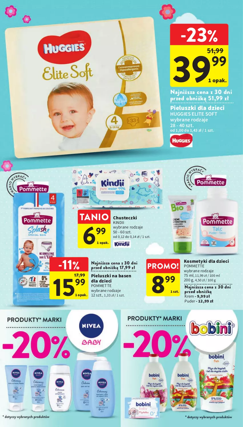 Gazetka promocyjna Intermarche - Gazetka Intermarche - ważna 13.07 do 19.07.2023 - strona 31 - produkty: Chusteczki, Dzieci, Huggies, Kindii, Kosmetyki dla dzieci, Puder