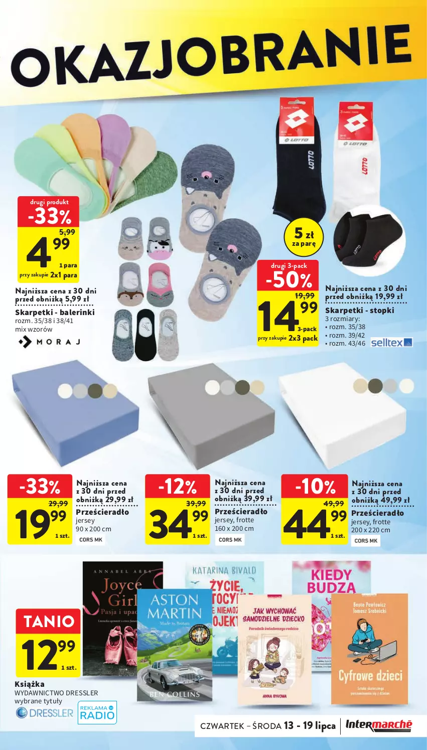 Gazetka promocyjna Intermarche - Gazetka Intermarche - ważna 13.07 do 19.07.2023 - strona 37 - produkty: Dres, Karp, Książka, Prześcieradło, Skarpetki, Top