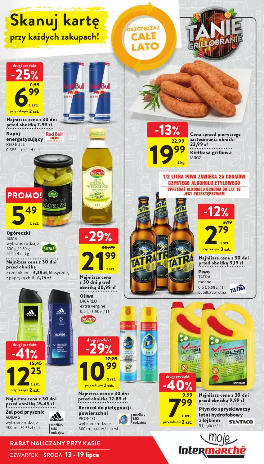 Gazetka promocyjna Intermarche - Gazetka Intermarche - ważna 13.07 do 19.07.2023 - strona 7 - produkty: Adidas, Gin, Grill, Kiełbasa, Napój, Piwo, Płyn do spryskiwaczy, Pronto, Red Bull, Tatra