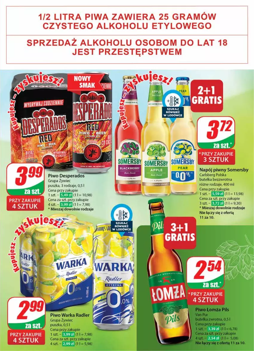 Gazetka promocyjna Dino - Gazetka 28 / 2024 - ważna 10.07 do 16.07.2024 - strona 47 - produkty: Carlsberg, Desperados, Napój, Piwo, Radler, Somersby