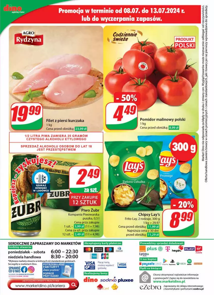 Gazetka promocyjna Dino - Gazetka 28 / 2024 - ważna 10.07 do 16.07.2024 - strona 68 - produkty: Chipsy, Fa, Filet z piersi kurczaka, Kurczak, Perfum, Piwo, Pomidor malinowy, Ser, Tera