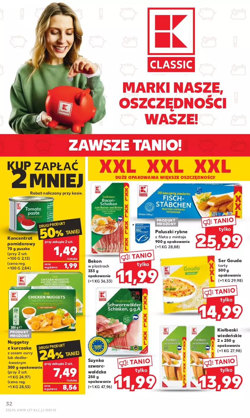 Gazetka promocyjna Kaufland - Gazetka tygodnia - ważna 11.05 do 17.05.2023 - strona 32 - produkty: Beko, Gouda, Koncentrat pomidorowy, Kurczak, Mintaj, Paluszki rybne, Ser, Sos, Szynka