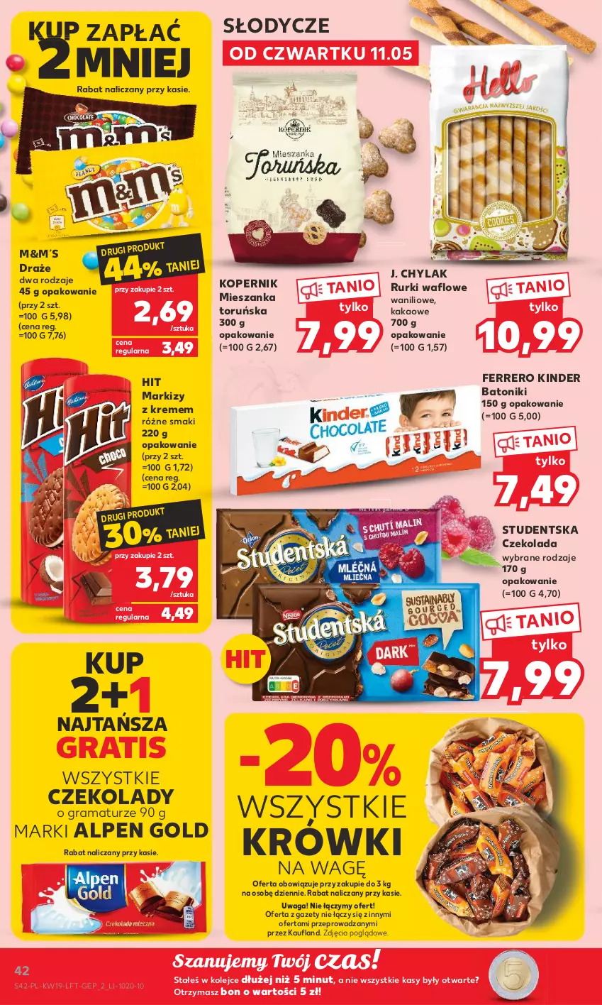 Gazetka promocyjna Kaufland - Gazetka tygodnia - ważna 11.05 do 17.05.2023 - strona 42 - produkty: Baton, Czekolada, Ferrero, Gra, J. Chylak, Kakao, Kinder, Olej, Rama, Rurki, Tonik, Waga