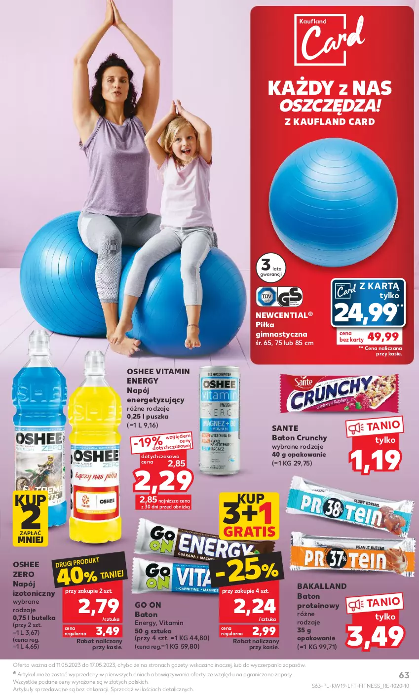 Gazetka promocyjna Kaufland - Gazetka tygodnia - ważna 11.05 do 17.05.2023 - strona 63 - produkty: Bakalland, Baton, Gra, Napój, Napój izotoniczny, Oshee, Sante