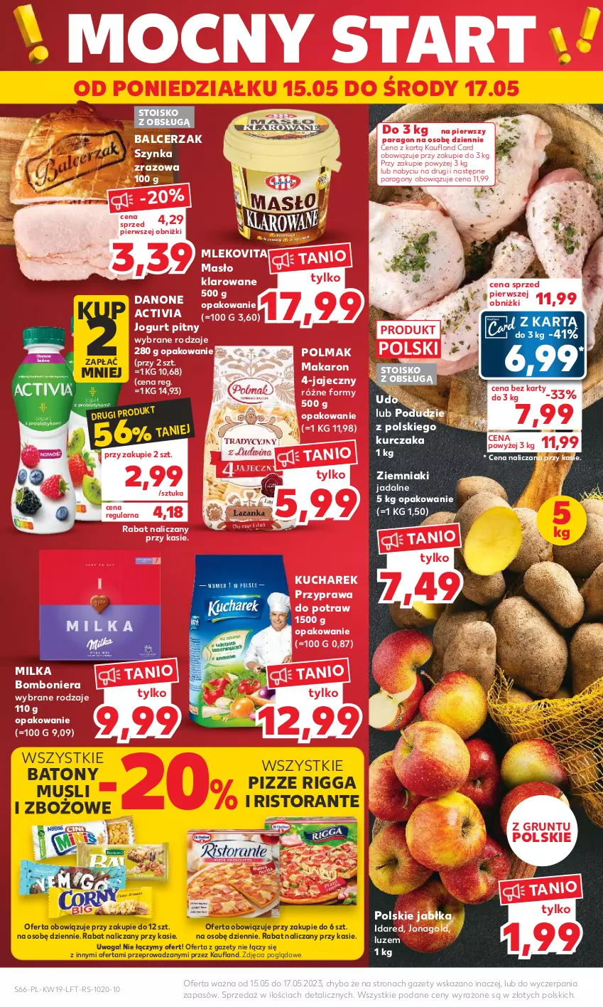 Gazetka promocyjna Kaufland - Gazetka tygodnia - ważna 11.05 do 17.05.2023 - strona 66 - produkty: Activia, Baton, Bomboniera, Danone, Grunt, Jabłka, Jogurt, Jogurt pitny, Jonagold, Kucharek, Kurczak, Makaron, Masło, Masło klarowane, Milka, Mleko, Mlekovita, Mus, Olma, Przyprawa do potraw, Szynka, Waga, Ziemniaki