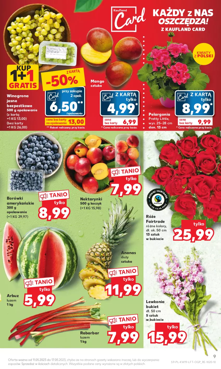 Gazetka promocyjna Kaufland - Gazetka tygodnia - ważna 11.05 do 17.05.2023 - strona 9 - produkty: Ananas, Arbuz, Bukiet, Fa, Gra, Kosz, Mango, Nektar, Wino, Winogrona