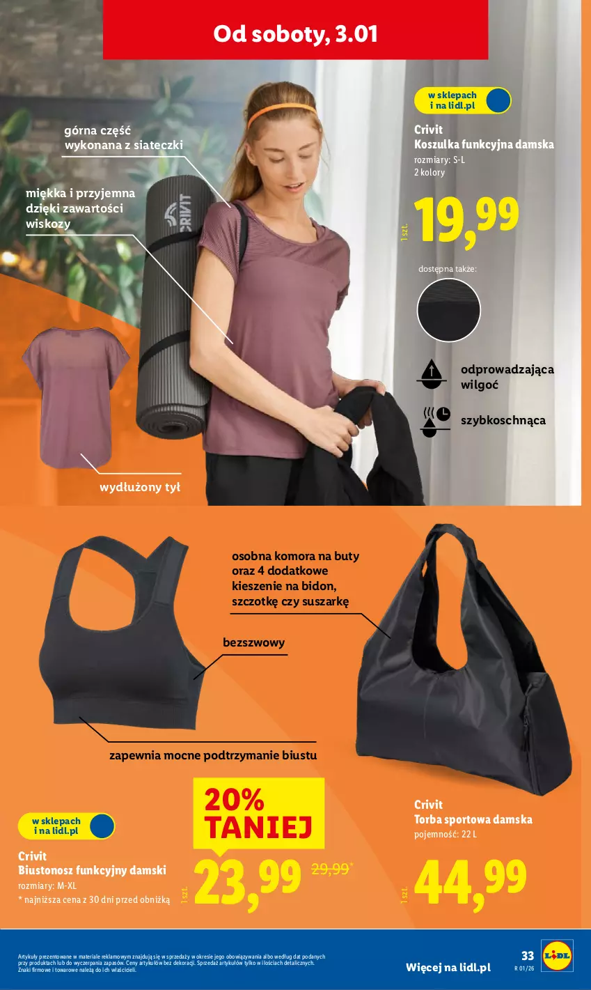 Gazetka promocyjna Lidl - GAZETKA - ważna 29.12.2025 do 03.01.2026 - strona 39 - produkty: Biustonosz, Buty, Kosz, Koszulka, Koszulka funkcyjna, LG, Por, Sport, Torba