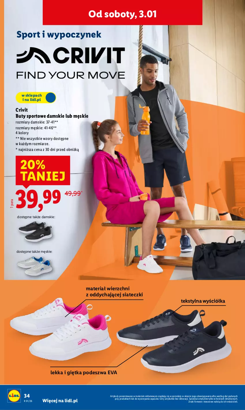 Gazetka promocyjna Lidl - GAZETKA - ważna 29.12.2025 do 03.01.2026 - strona 40 - produkty: Buty, Por, Sport