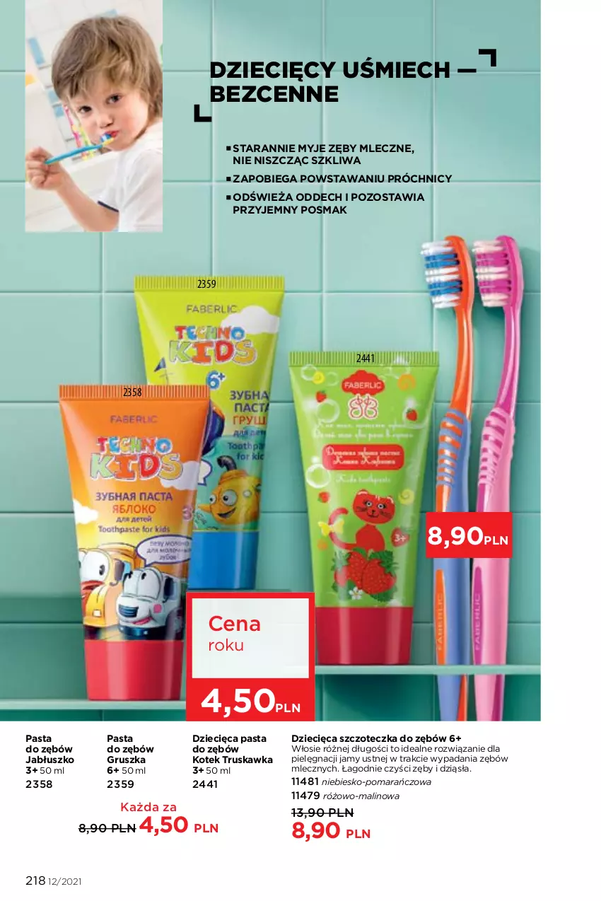 Gazetka promocyjna Faberlic - Gazetka - ważna 16.08 do 15.09.2021 - strona 218 - produkty: Dzieci, Kotek, Pasta do zębów, Szczoteczka, Szczoteczka do zębów