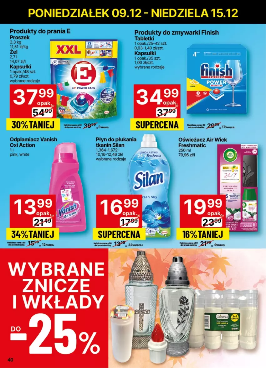 Gazetka promocyjna Delikatesy Centrum - NOWA GAZETKA Delikatesy Centrum od 9 grudnia! 9-15.12.2024 - ważna 09.12 do 15.12.2024 - strona 40 - produkty: Air Wick, Finish, LG, Odplamiacz, Płyn do płukania, Silan, Tablet, Vanish, Zmywarki, Znicz