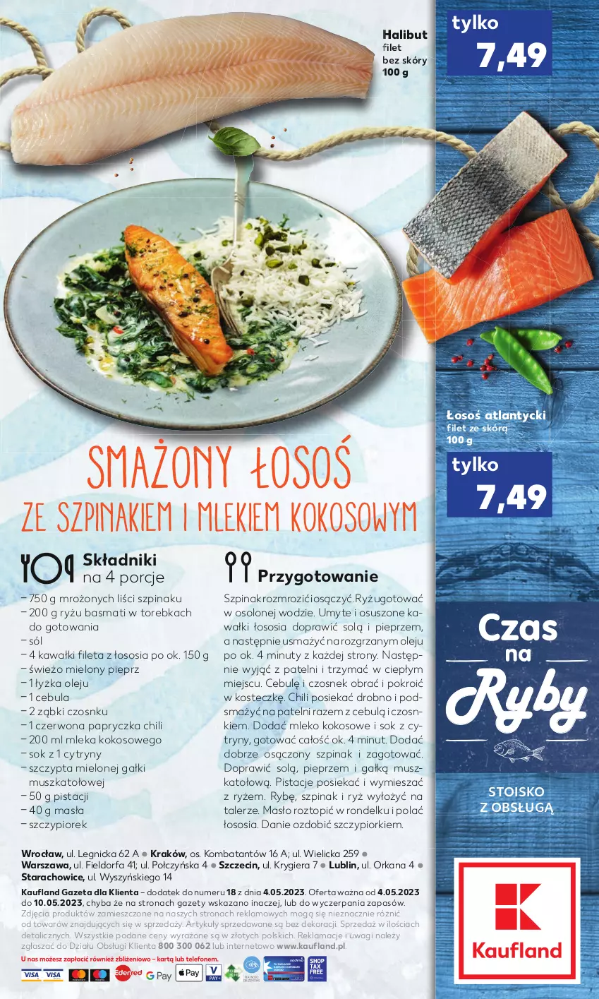 Gazetka promocyjna Kaufland - Kaufland - ważna 04.05 do 11.05.2023 - strona 2 - produkty: Cebula, Cytryny, Czosnek, Fa, Halibut, Kawa, Kokos, Masło, Mleko, Mleko kokosowe, Mus, Nuty, Olej, Orka, Pieprz, Pistacje, Por, Rondel, Ryż, Sok, Sól, Sos, Szpinak, Talerz, Top, Torebka, Wagi