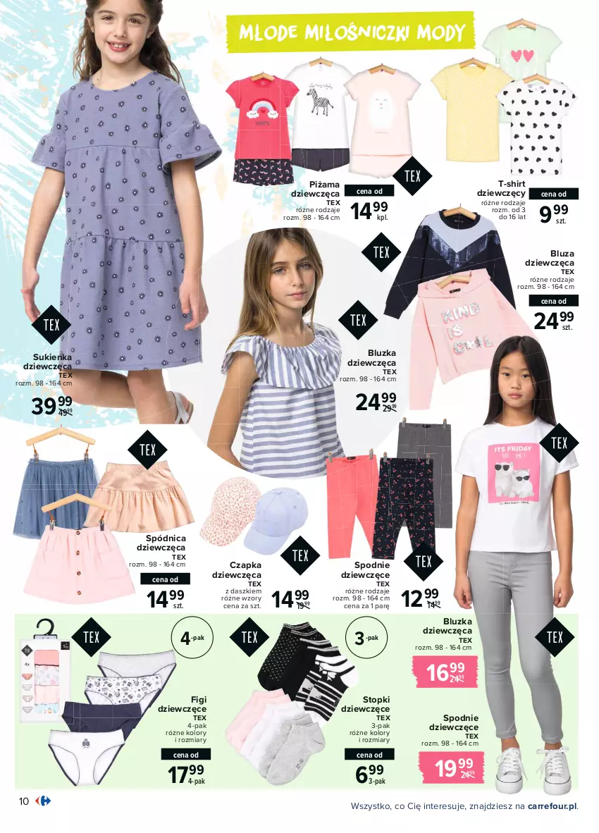 Gazetka promocyjna Carrefour - Gazetka Moda pełna słońca - ważna 03.05 do 15.05.2021 - strona 10 - produkty: Bluza, Czapka, Figi, Piżama, Spódnica, Spodnie, Sukienka, T-shirt, Top