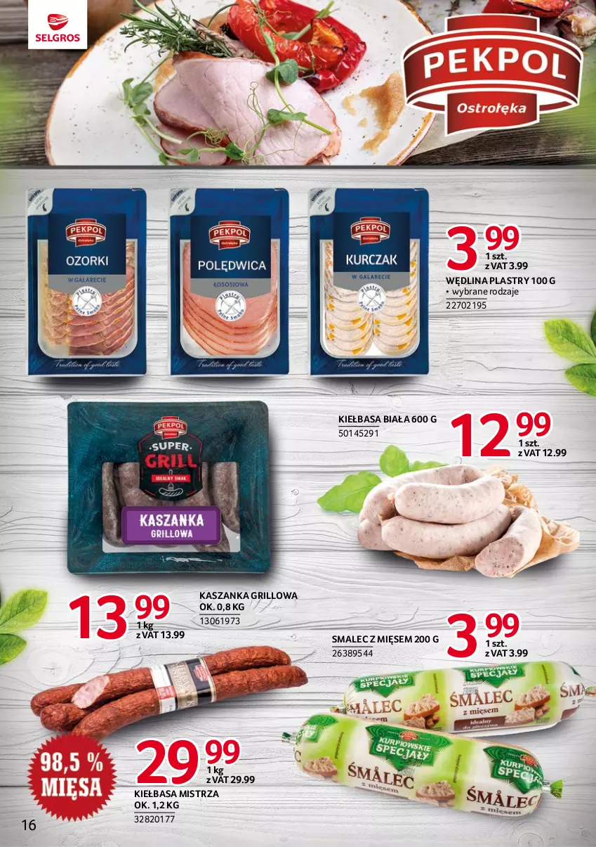 Gazetka promocyjna Selgros - Katalog Markowe Produkty - ważna 27.07 do 09.08.2023 - strona 16 - produkty: Grill, Kasza, Kaszanka, Kiełbasa, Kiełbasa biała, Smalec, Wędlina