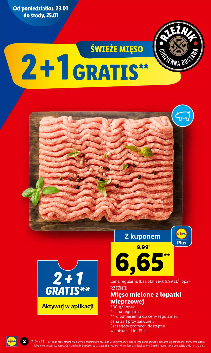 Gazetka promocyjna Lidl - GAZETKA - ważna 23.01 do 25.01.2023 - strona 2 - produkty: Gra, Mięso, Mięso mielone, Mięso mielone z łopatki wieprzowej