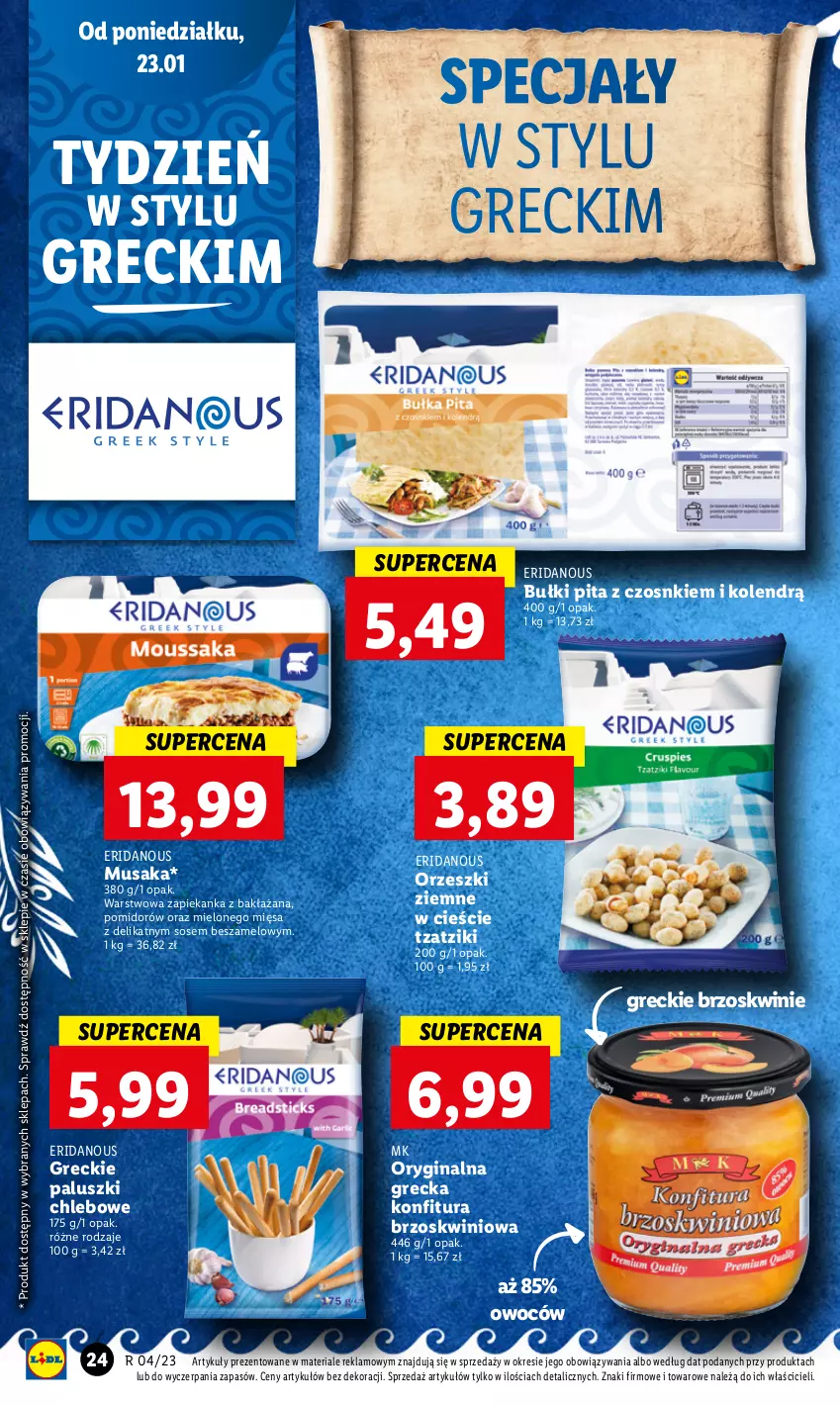 Gazetka promocyjna Lidl - GAZETKA - ważna 23.01 do 25.01.2023 - strona 26 - produkty: Brzoskwinie, Chleb, Gin, Konfitura, Mus, Orzeszki, Orzeszki ziemne, Sos, Zapiekanka