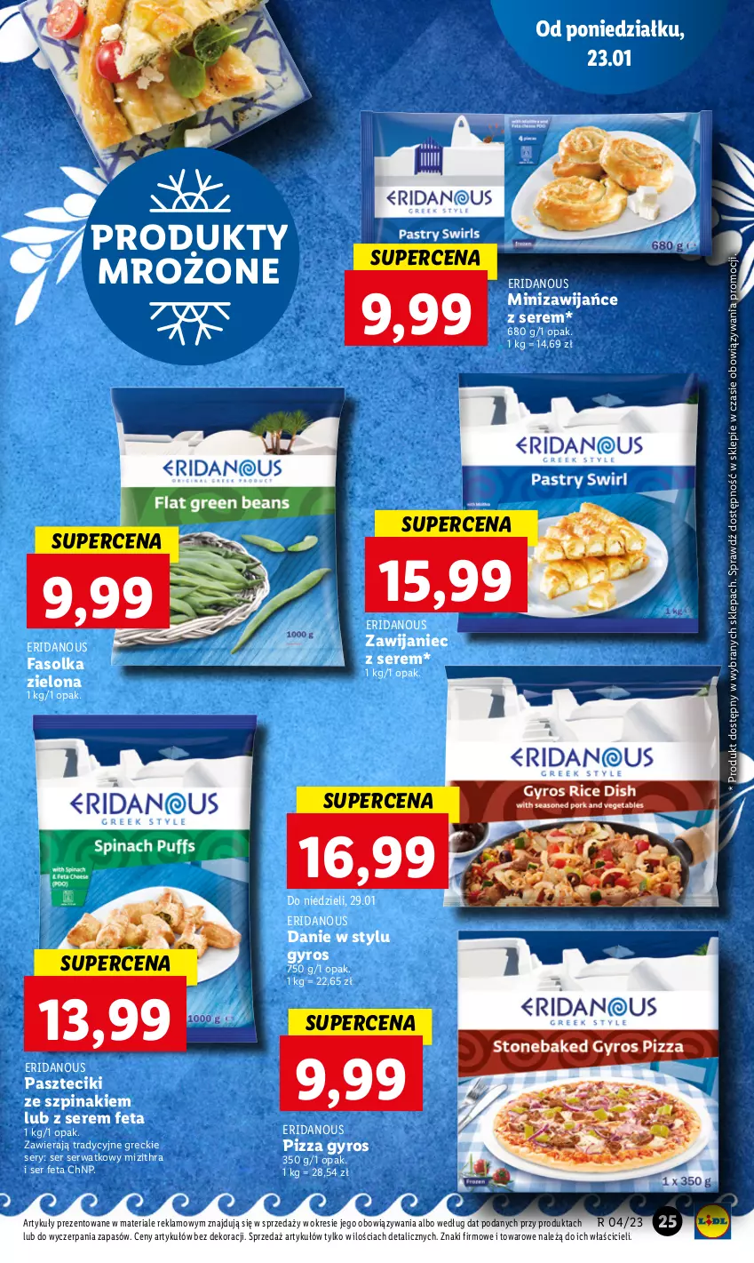 Gazetka promocyjna Lidl - GAZETKA - ważna 23.01 do 25.01.2023 - strona 27 - produkty: Fa, Feta, Gyros, Pizza, Produkty mrożone, Ser, Szpinak