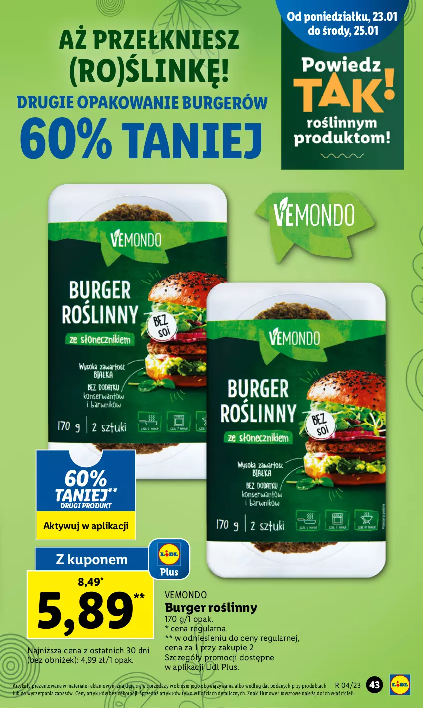 Gazetka promocyjna Lidl - GAZETKA - ważna 23.01 do 25.01.2023 - strona 45 - produkty: Burger