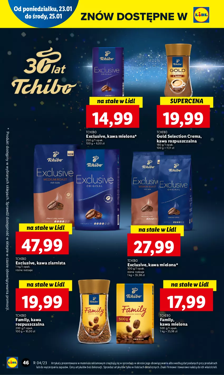 Gazetka promocyjna Lidl - GAZETKA - ważna 23.01 do 25.01.2023 - strona 48 - produkty: Fa, Kawa, Kawa mielona, Kawa rozpuszczalna, Kawa ziarnista, Tchibo, Tchibo Family