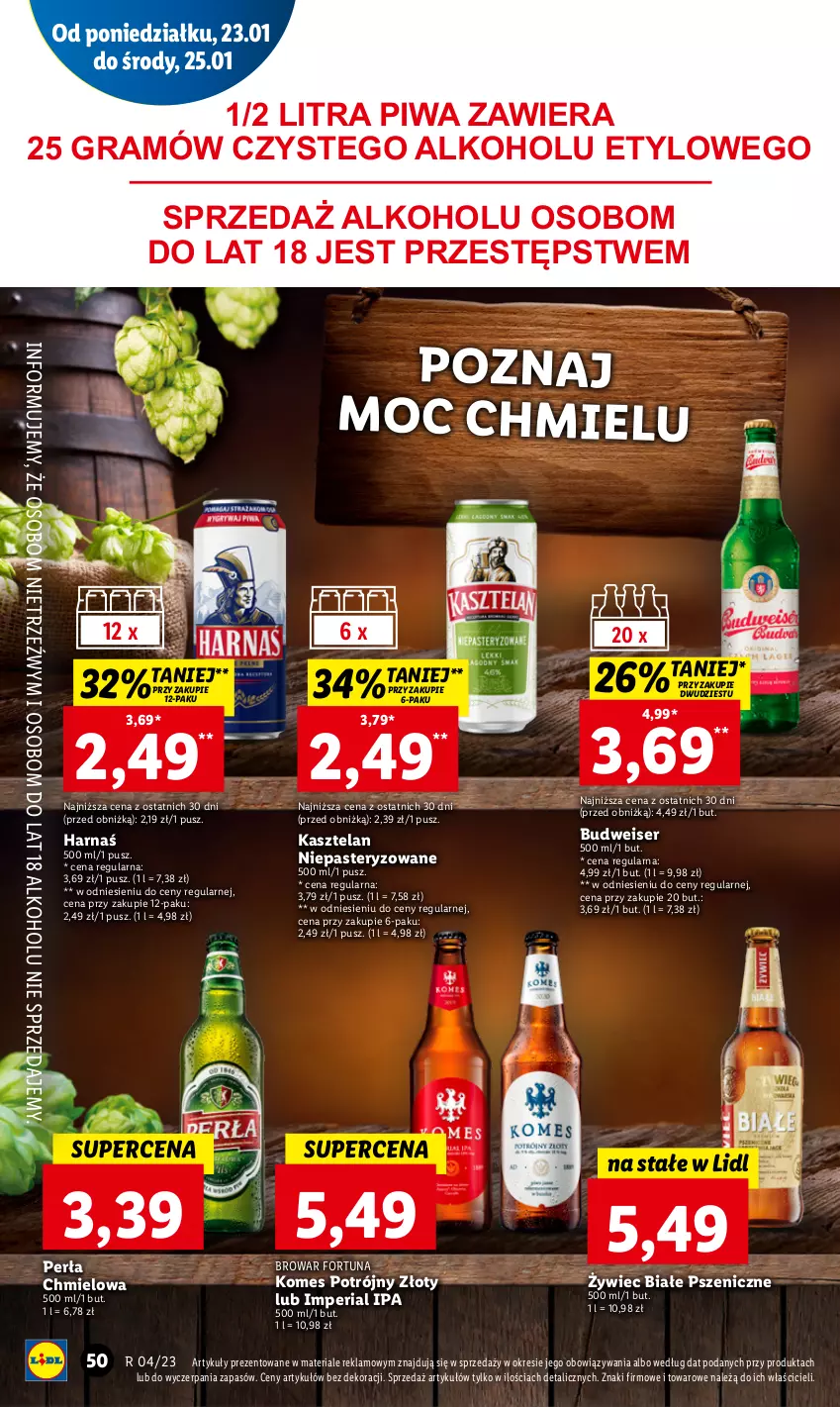 Gazetka promocyjna Lidl - GAZETKA - ważna 23.01 do 25.01.2023 - strona 54 - produkty: Fortuna, Gra, Gres, Harnaś, Kasztelan, Kozel, LG, Perła, Piwa, Ser, Sok