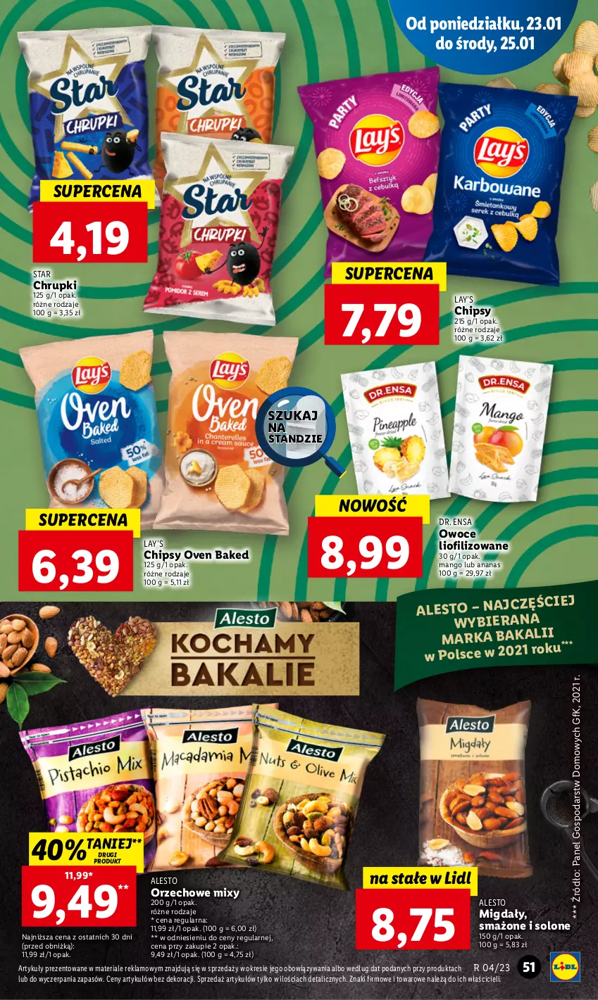 Gazetka promocyjna Lidl - GAZETKA - ważna 23.01 do 25.01.2023 - strona 55 - produkty: Ananas, Chipsy, Chrupki, Lay’s, Mango, Migdały, Owoce, Top