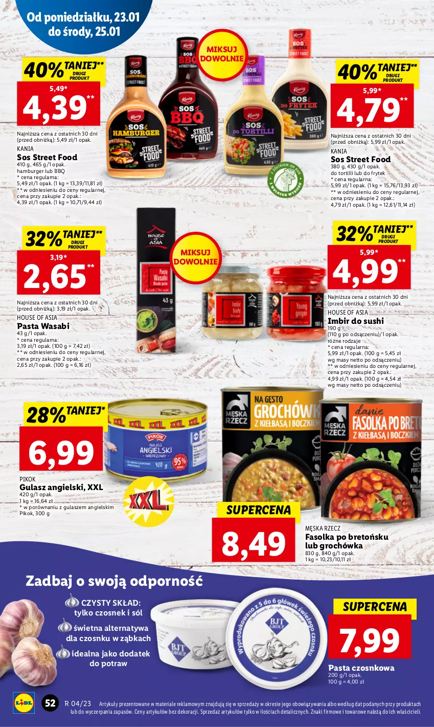 Gazetka promocyjna Lidl - GAZETKA - ważna 23.01 do 25.01.2023 - strona 56 - produkty: Burger, Czosnek, Fa, Groch, Hamburger, House of Asia, Imbir, Pasta wasabi, PIKOK, Por, Sól, Sos, Sushi, Wasa