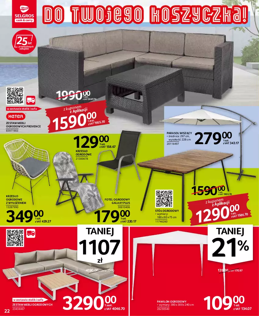 Gazetka promocyjna Selgros - Oferta przemysłowa - ważna 31.03 do 06.04.2022 - strona 22 - produkty: Fa, Fotel, Gala, Krzesło, Krzesło ogrodowe, Parasol, Sofa, Sok, Stół, Stolik