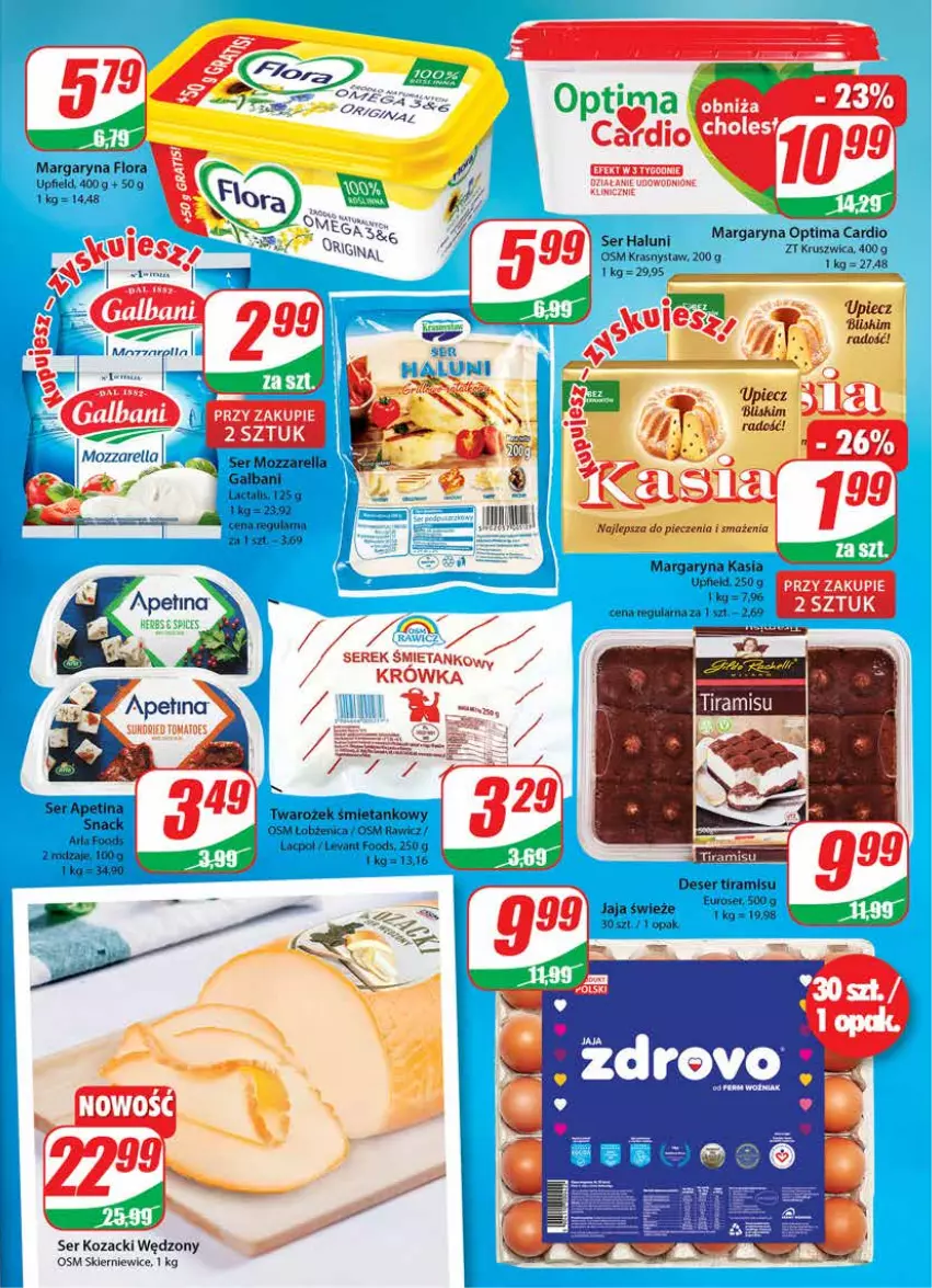 Gazetka promocyjna Dino - Gazetka - ważna 11.08 do 17.08.2021 - strona 13 - produkty: Deser, Flora, Jaja, Kasia, LG, Margaryna, Optima, Optima Cardio, Piec, Ser