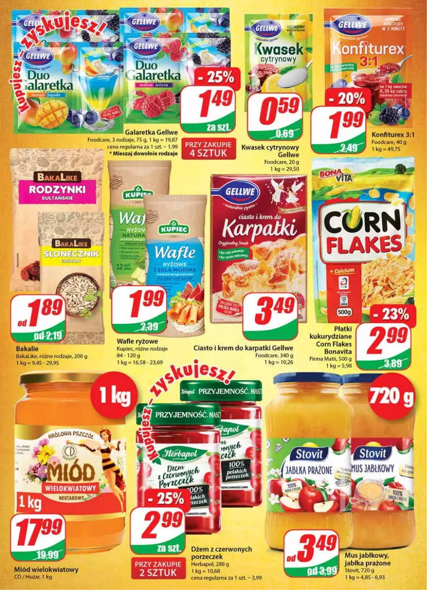 Gazetka promocyjna Dino - Gazetka - ważna 11.08 do 17.08.2021 - strona 6 - produkty: Corn flakes, Gala, Galaretka, Jabłka, Jabłka prażone, Karp, Krem do karpatki, Kupiec, Miód, Mus, Nektar, Piec, Por, Ryż, Wafle